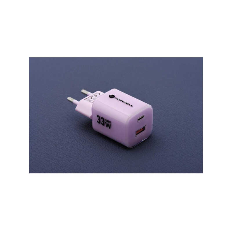 1da3ae1f0c646753142244668f9fddc4_original ŁADOWARKA SIECIOWA Forcell F-Energy GaN III VT-41 33 W 1x USB-C 1x USB-A PD 3.0 QC 4.0 FIOLETOWA