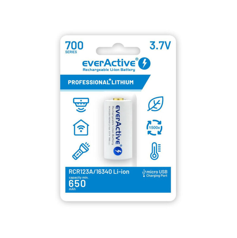 Akumulatorek 16340 / R-CR123 3,7V everActive 700mAh (1 szt.) z zabezpieczeniem