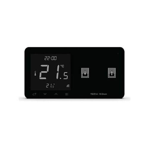 Przewodowy regulator pokojowy z włącznikiem rolet czarny WZR-02MP Tech Sterowniki