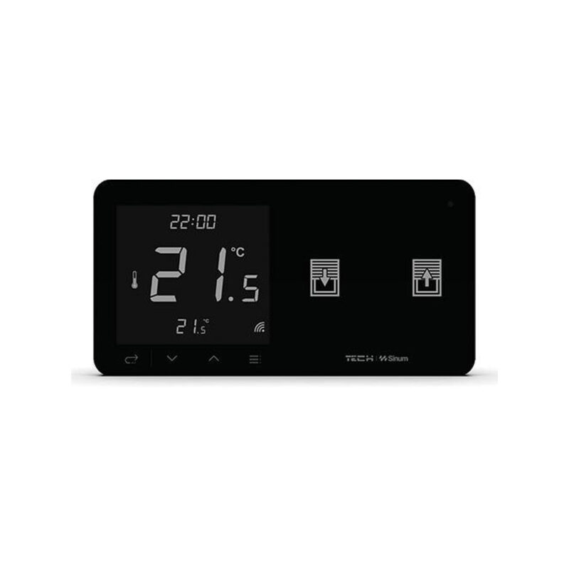 Przewodowy regulator pokojowy z włącznikiem rolet czarny WZR-02MP Tech Sterowniki