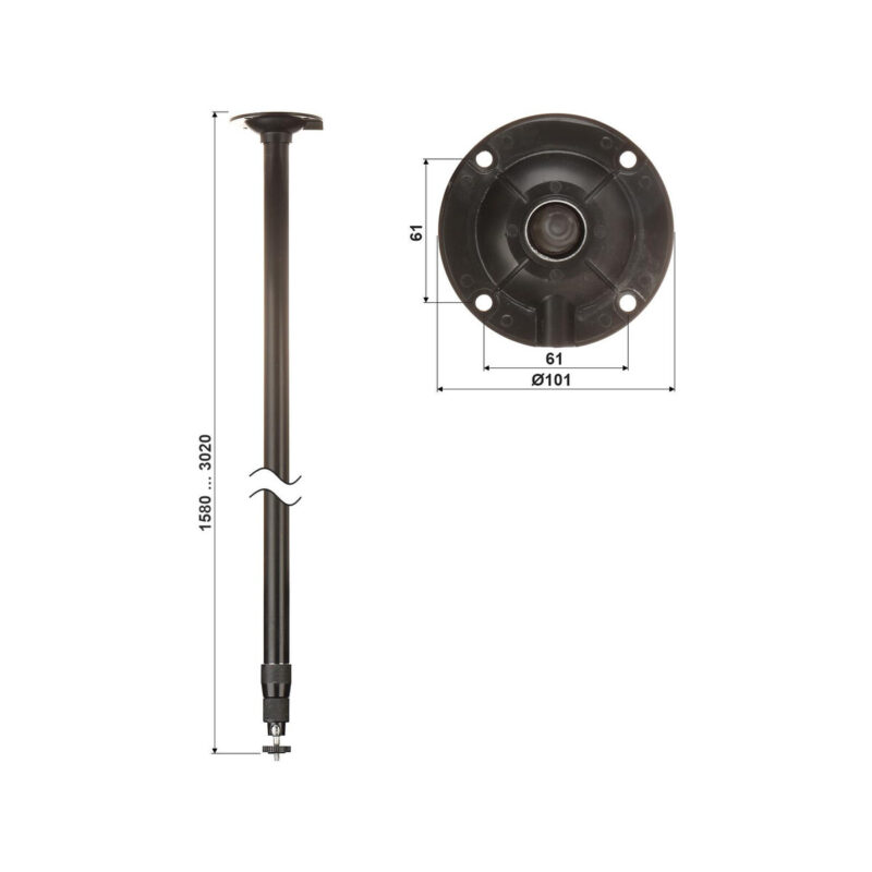 TELESKOPOWY UCHWYT SUFITOWY KAMERY BR-150X300-B