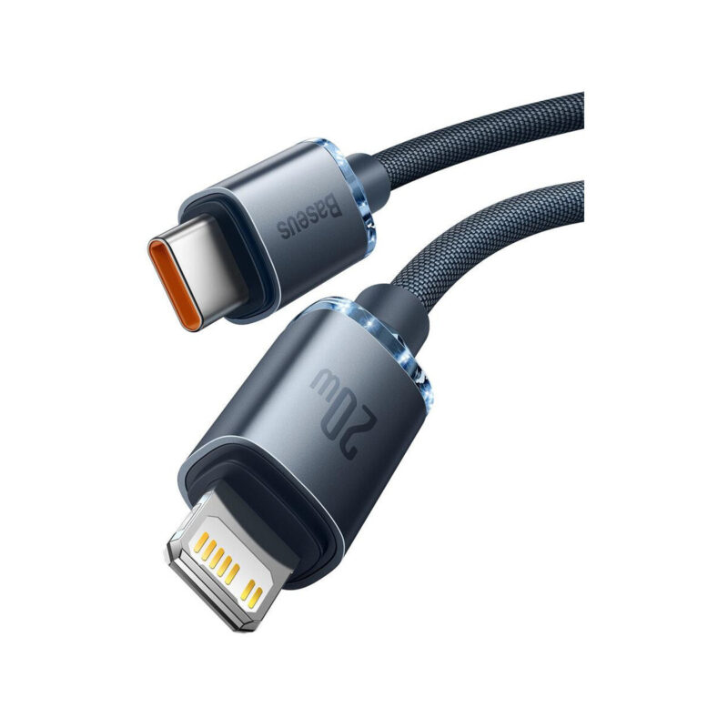 KABEL USB-C / Lightning iPhone Baseus Crystal CAJY000301 2m 20W PD QC CZARNY W OPLOCIE PREMIUM