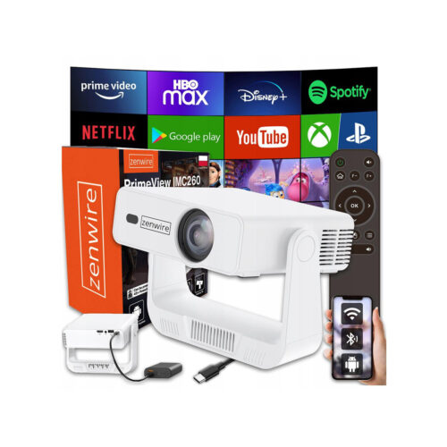 Mini Projektor Przenośny Rzutnik Android 14 WiFi 360 Full HD 4K do Telefonu Zenwire IMC260