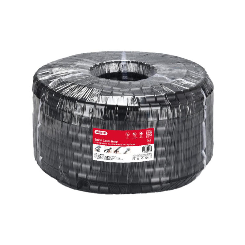 Organizer do kabli Unitek spiralny organizer na kable, 10 metrów, 22 mm średnicy, czarny