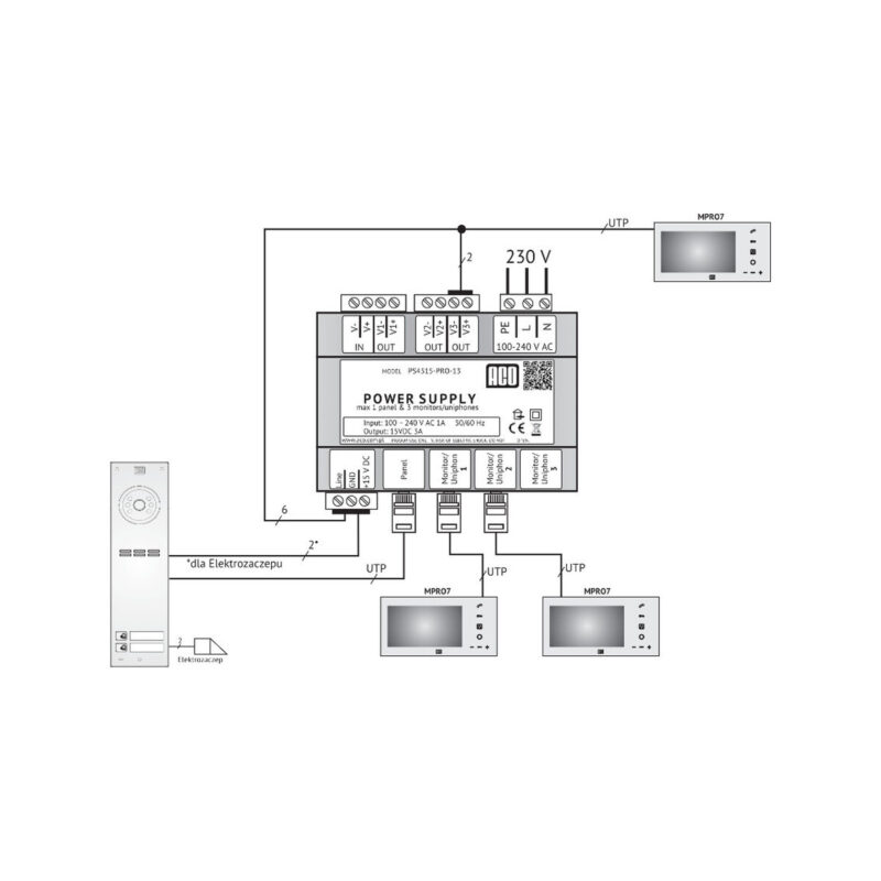 ACO PS45-15-PRO-13 Zasilacz video DIN 15V, 3A