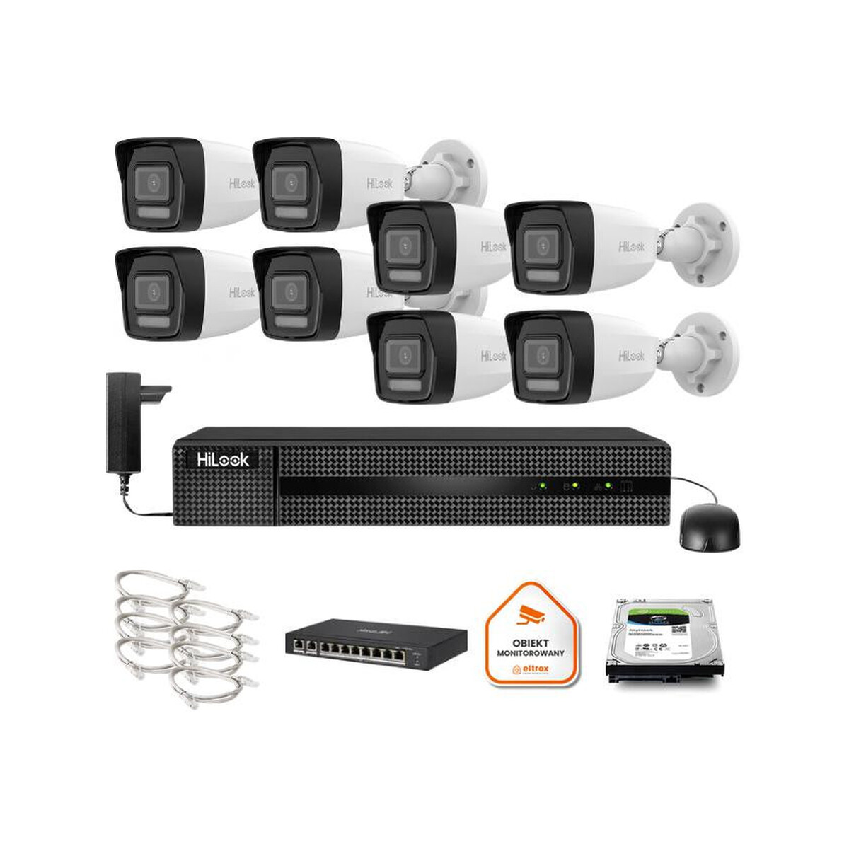 Zestaw monitoringu Hilook 8x IPC-B140HA-LU z dyskiem 2TB
