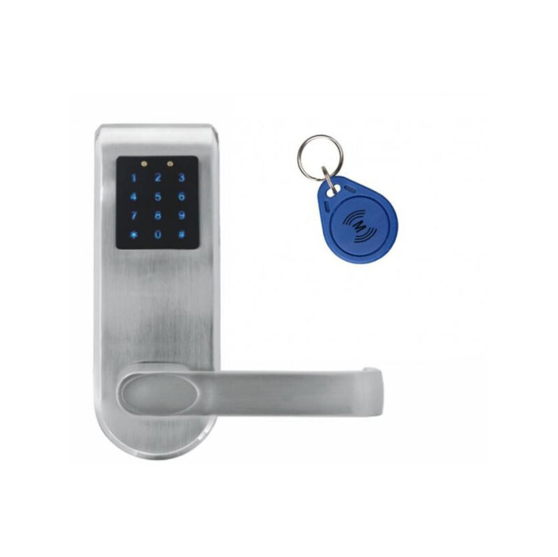 KLAMKA EURA ELH-82B9/SILVER z czytnikiem kart RFID i zamkiem szyfr, sterowanie zdalne, srebrny