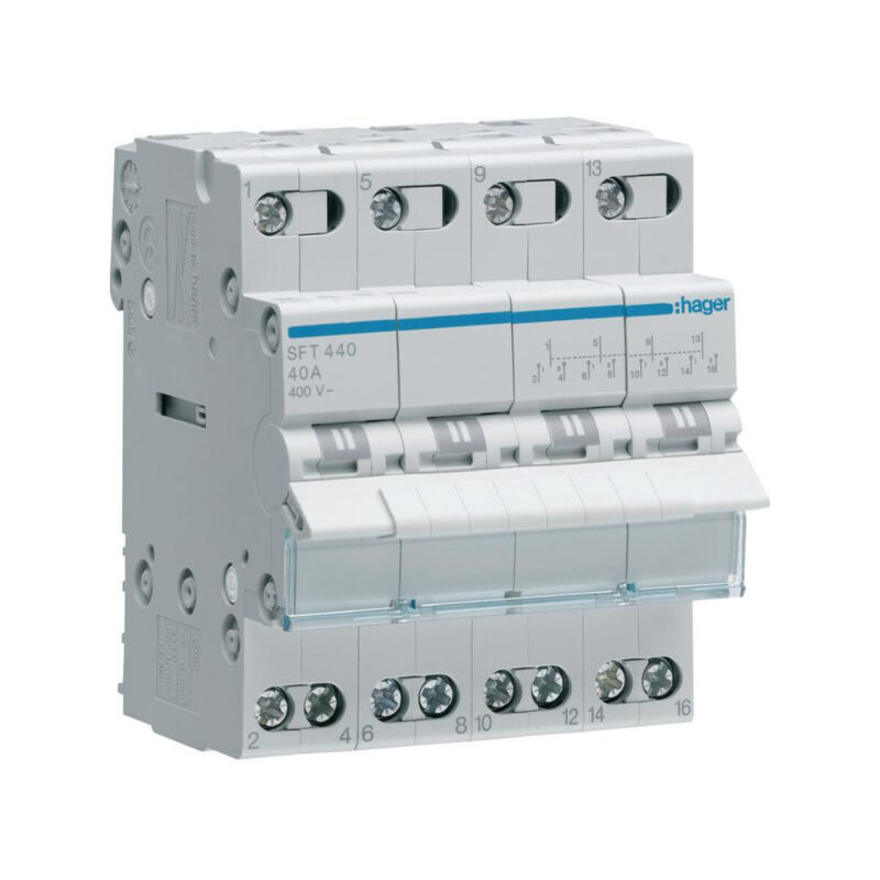 Modułowy przełącznik instalacyjny I-0-II  4P 40A 400VAC Hager SFT440