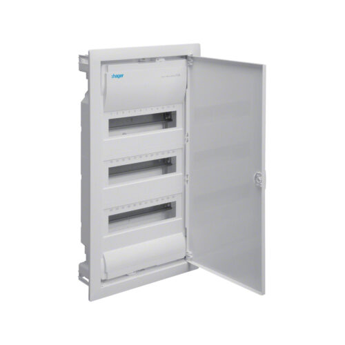 Rozdzielnica podtynkowa z drzwiami metalowymi, 3 rzędy, 36 modułów, IP30, HAGER Volta VU36NE