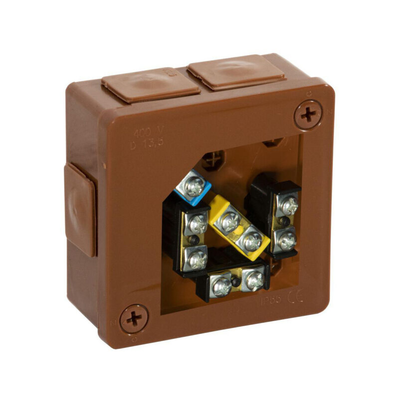 Puszka natynkowa z zaciskami 6 wlotów VIPLAST VP-22 BRĄZOWA IP55 86x86x40mm 022-52