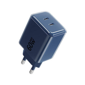 Ładowarka sieciowa Forcell F-Energy GaN III VT-60 60W PD QC 4.0+ 2x USB-C granatowa + kabel USB-C