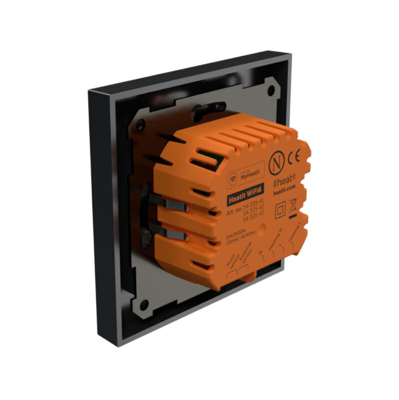 Termostat Heatit WiFi6 Black Matt Wi-Fi Thermostat 3600W 16A