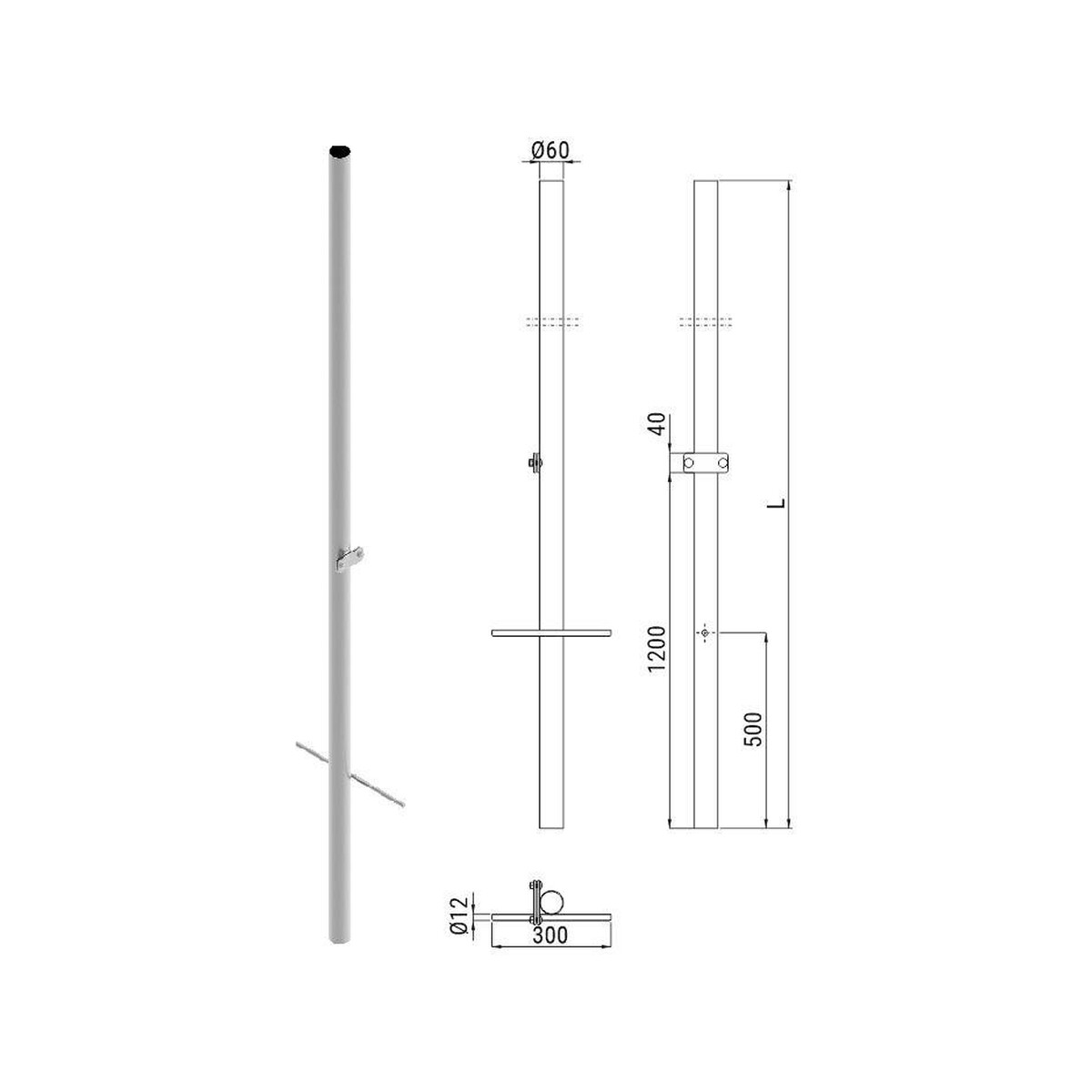 Słup ATS SKAM3/4 pod montaż kamer CCTV