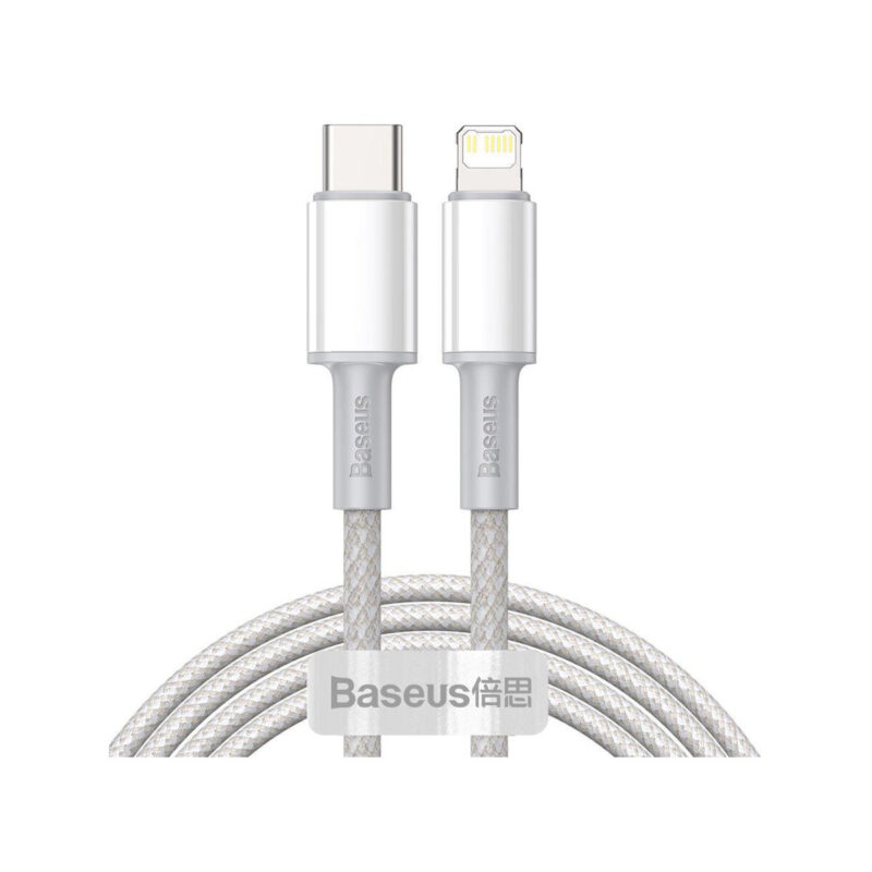 KABEL USB-C / Lightning iPhone Baseus Cafule CATLGD-A02 2m 20W PD Quick Charging BIAŁY W OPLOCIE