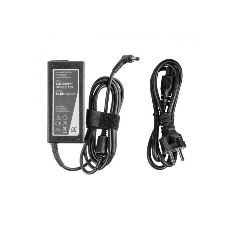 ZASILACZ ŁADOWARKA DO LAPTOPA ASUS TOSHIBA Green Cell PRO AD25P 19V 3,42A 65W 5,5mm/2,5mm