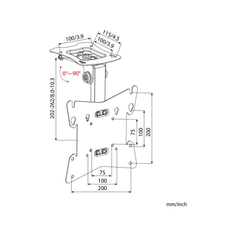 UCHWYT SUFITOWY/SKOŚNY DO TV LED/LCD AR-21skos 17-42" 20kg ART