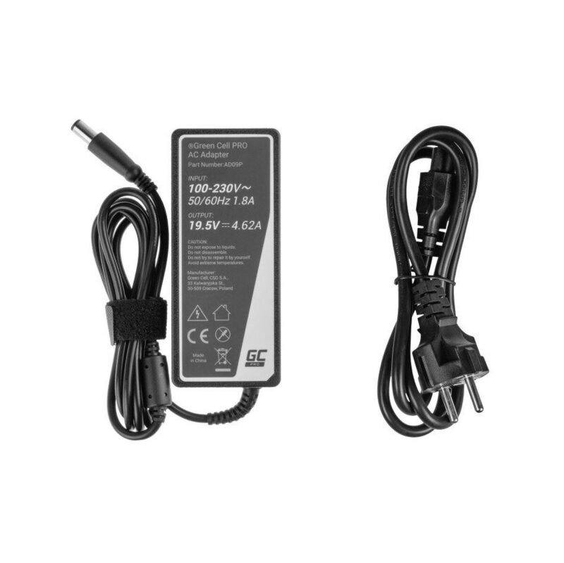 ZASILACZ ŁADOWARKA DO LAPTOPA DELL Green Cell PRO AD09P 19,5V 4,62A 90W 7,4mm/5,0mm