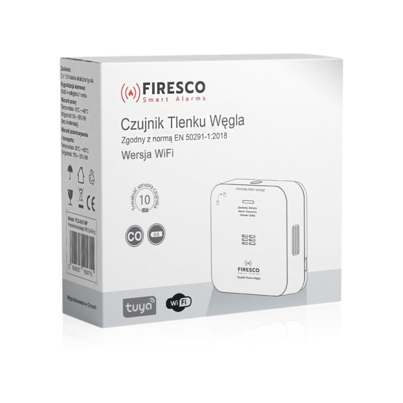 Czujnik czadu Firesco FCO-850 WF z WiFi aplikacja Tuya