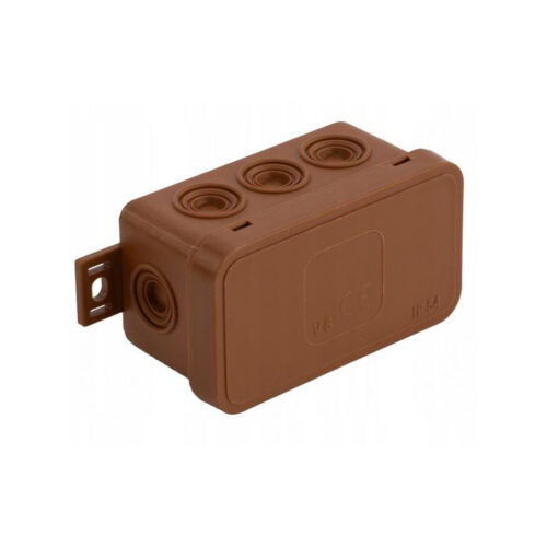 Puszka natynkowa pusta 8 wlotów VIPLAST V8 klik BRĄZOWA IP54 80x45x41mm 038-02