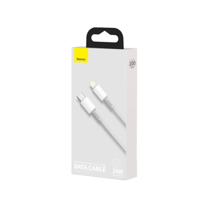 KABEL USB-C / Lightning iPhone Baseus Cafule CATLGD-A02 2m 20W PD Quick Charging BIAŁY W OPLOCIE