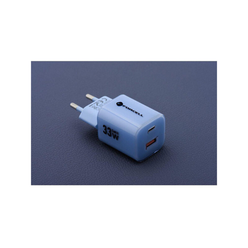 2a9e33c8c22fc7b5ebea25510eb316e6_original ŁADOWARKA SIECIOWA Forcell F-Energy GaN III VT-41 33 W 1x USB-C 1x USB-A PD 3.0 QC 4.0 NIEBIESKA