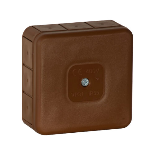 Puszka natynkowa pusta 12 wlotów VIPLAST VP-31 BRĄZOWA IP55 85x85x37mm 031-02