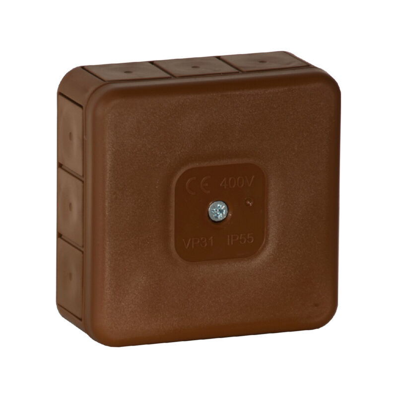 Puszka natynkowa pusta 12 wlotów VIPLAST VP-31 BRĄZOWA IP55 85x85x37mm 031-02