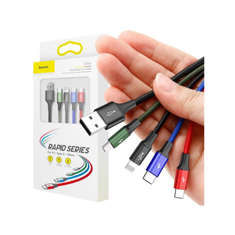KABEL 4w1 USB-A / Lighting iPhone 2x USB-C micro-USB Baseus Cafule CA1T4-B01 1.2m 3.5A W OPLOCI
