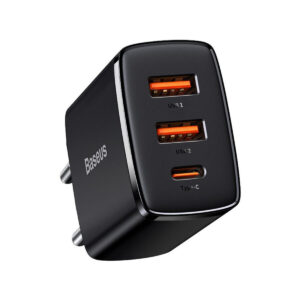 ŁADOWARKA SIECIOWA Baseus Compact Quick Charger CCXJ-E01 30W 2x USB-A 1x USB-C PD 3.0 QC 3.0 CZARNA