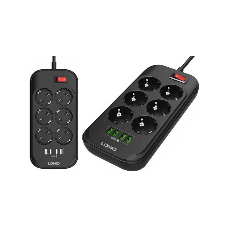 Listwa zasilająca LDNIO SE6403 6 Gniazd + 4x USB Przedłużacz