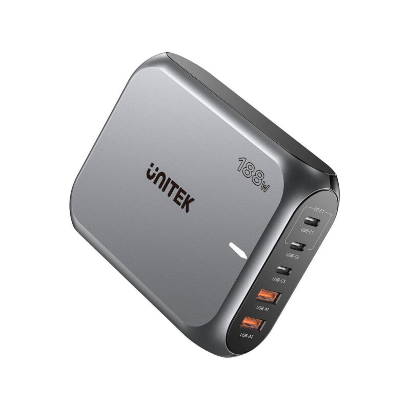 Ładowarka sieciowa Unitek 2xUSB-A 3xUSB-C GAN 188W