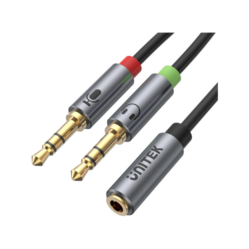 Adapter Unitek Y-C957ABK miniJack 3,5mm (F) - 2x 3,5mm (M)