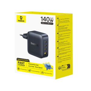 Ładowarka sieciowa Baseus EnerFill FH11 GaN 140 W 3x USB-C 1x USB-A PD 3.0 QC 4.0+ + kabel