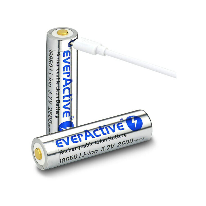 Akumulator 18650 Li-Ion 3,7V everActive 2600mAh (1 szt.) micro-USB z zabezpieczeniem