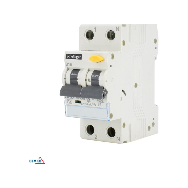 Wyłącznik RCBO 2P B 16A 30mA TYP AC SCHELINGER