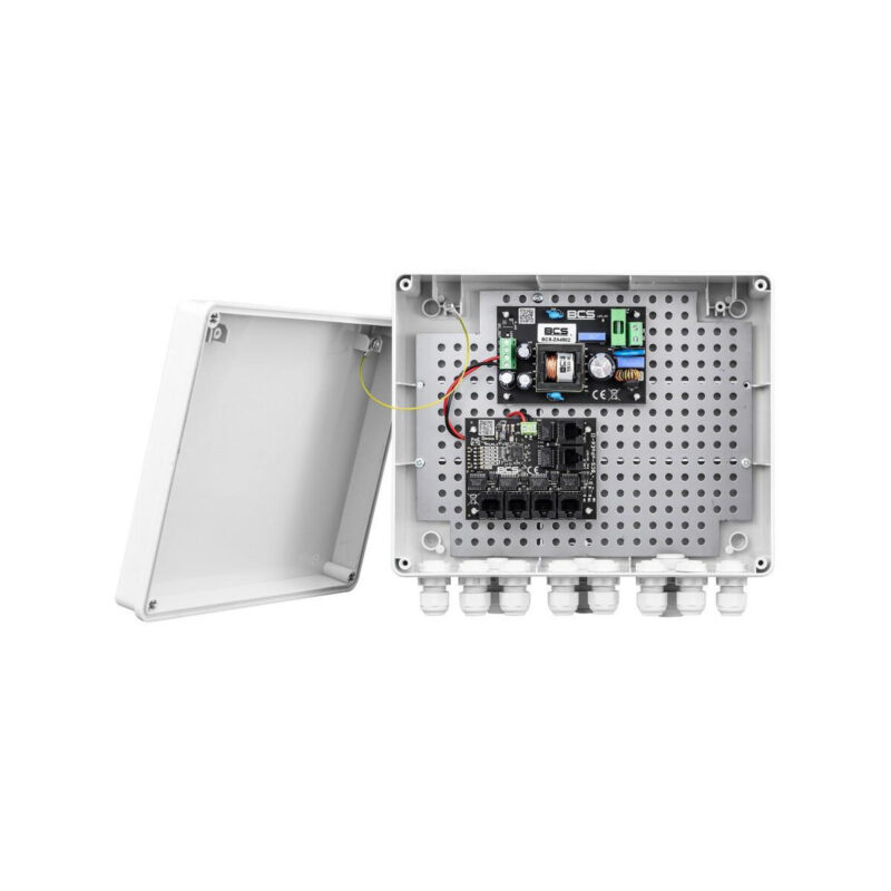 System zasilania do 5 kamer IP ze switchem PoE w obudowie zewnętrznej BCS POWER BCS-IP4/Z/E-S