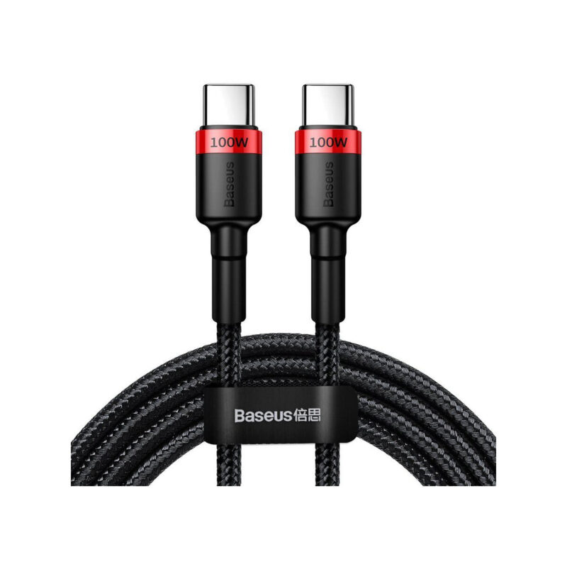 KABEL USB-C / USB-C Baseus Cafule CATKLF-AL91 200cm 100W 5A PD 2.0 QC 3.0 CZARNY W OPLOCIE