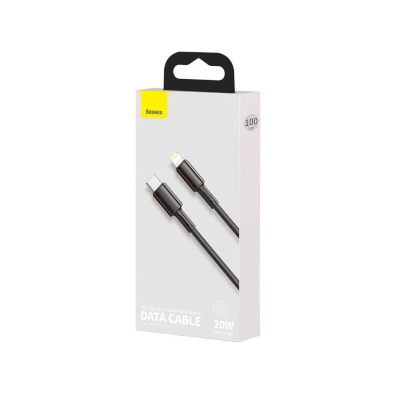 KABEL USB-C / Lightning iPhone Baseus Cafule CATLGD-01 1m 20W PD Quick Charging CZARNY W OPLOCIE