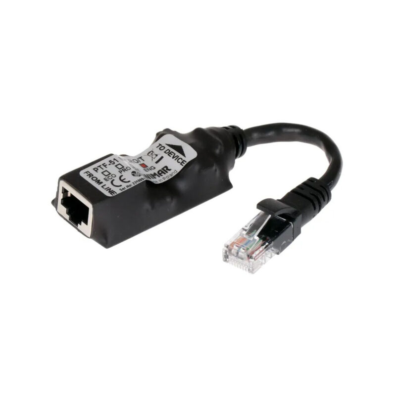 Miniaturowy ogranicznik przepięć do ochrony sieci LAN, PTF-51-ENG/PoE/Micro/T w osłonie termokurczli