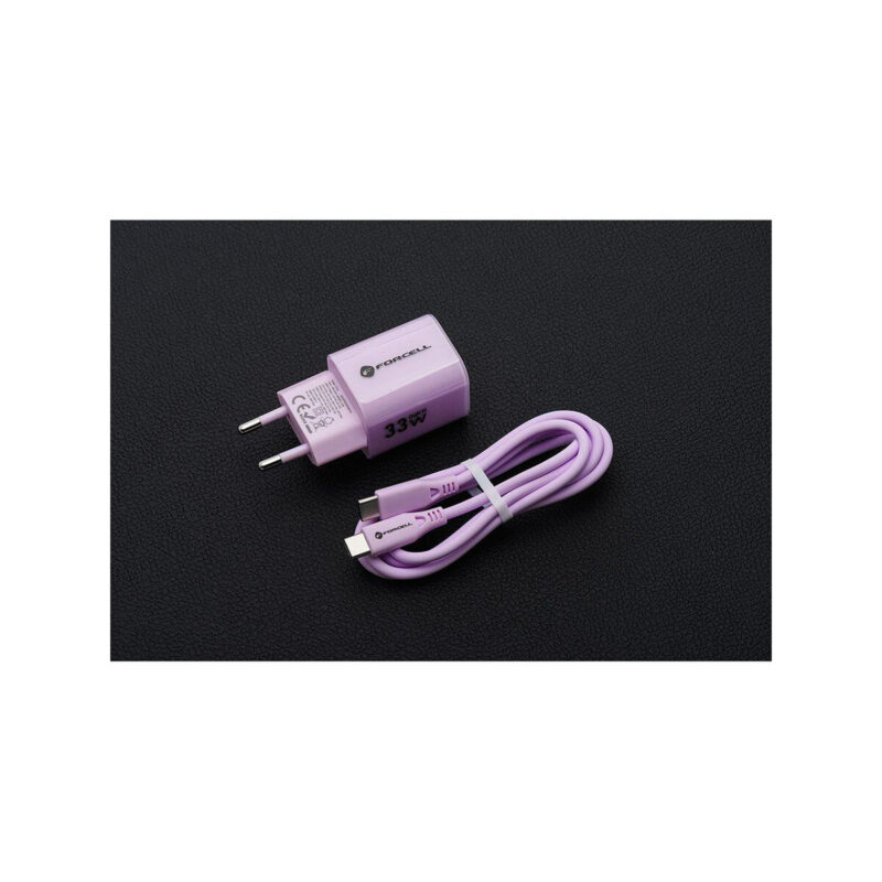 32eaf0aff016ad1ba74784889c87eb58_original ŁADOWARKA SIECIOWA Forcell F-Energy GaN III VT-41 33 W 1x USB-C 1x USB-A PD 3.0 QC 4.0 FIOLETOWA