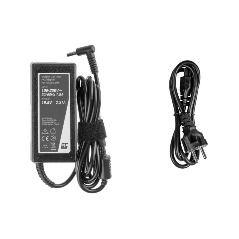 ZASILACZ ŁADOWARKA DO LAPTOPA HP Green Cell PRO AD74P 19,5V 2,31A 45W 4,5mm/3,0mm