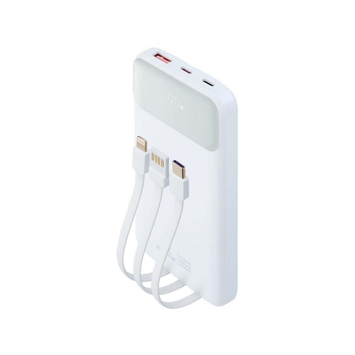 Powerbank Rivacase 10000mAh 22.5W PD 2x USB-C 1x USB-A VA2211 biały + kabel USB-C i Lightning