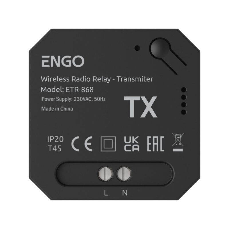 ENGO Controls ETR-868 - Przekaźnik bezprzewodowy EngoLink, nadajnik+odbiornik sterowany radiowo, 868Mhz, 230V