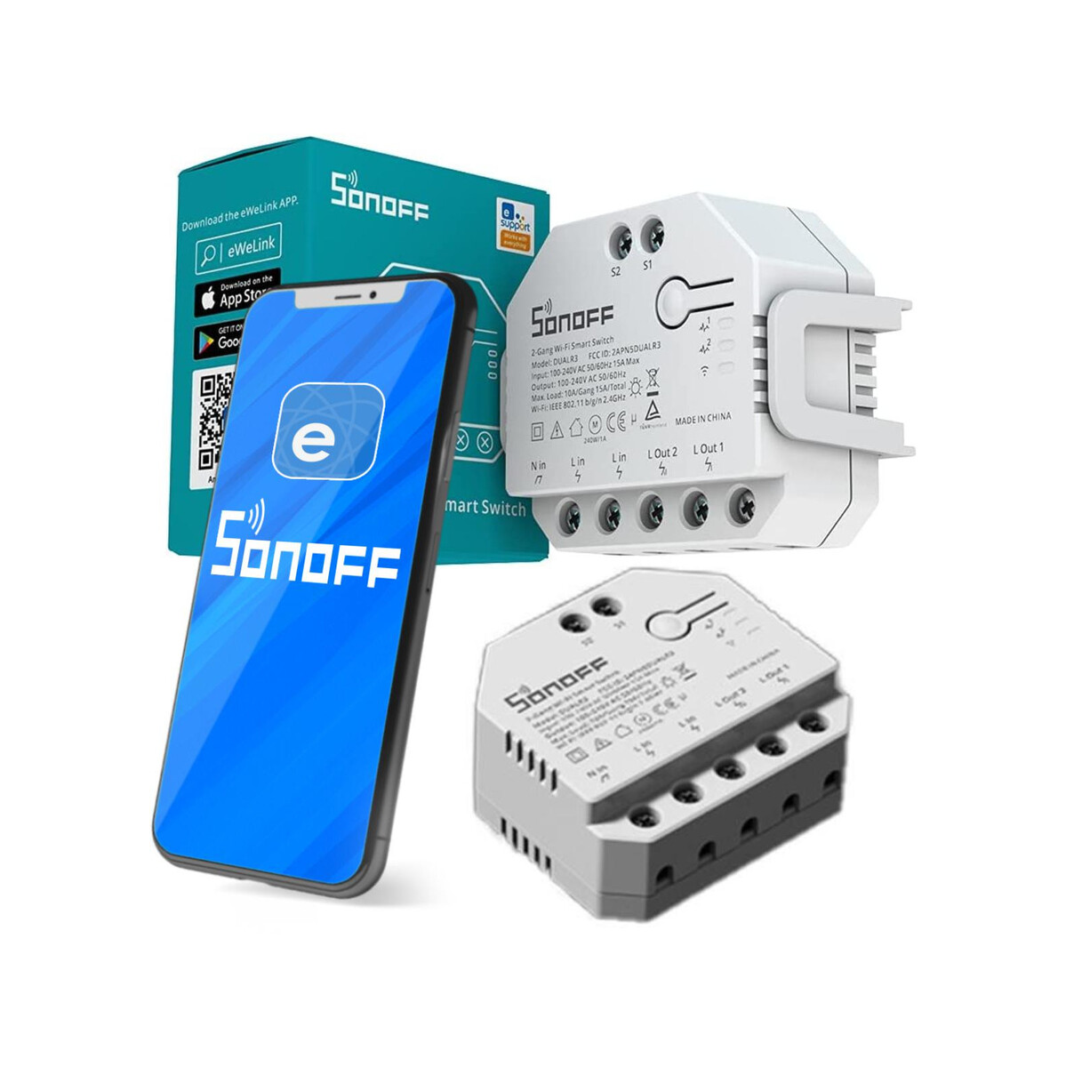 SONOFF sterownik 2-kanałowy roletowy 10A WiFi DUAL R3
