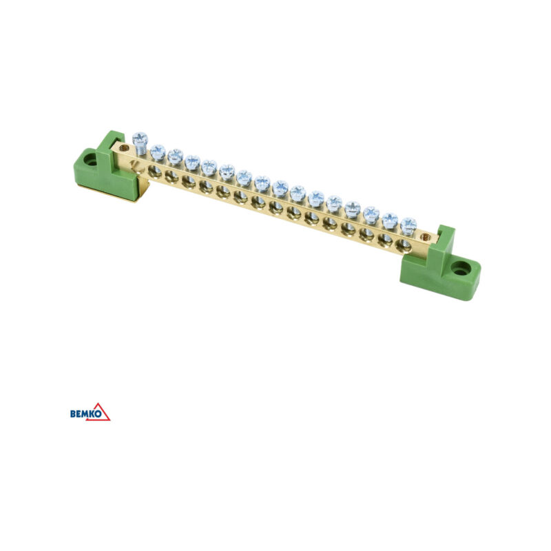 Listwa zaciskowa na izolatorach płaskichH 6x9 4-torowa zielona