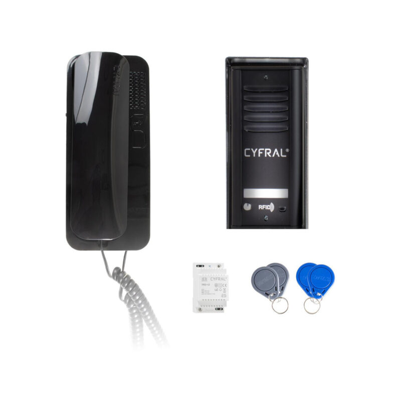 DOMOFON CYFRAL COSMO 1-LOKATORSKI KASETA CZARNA/UNIFON CZARNY