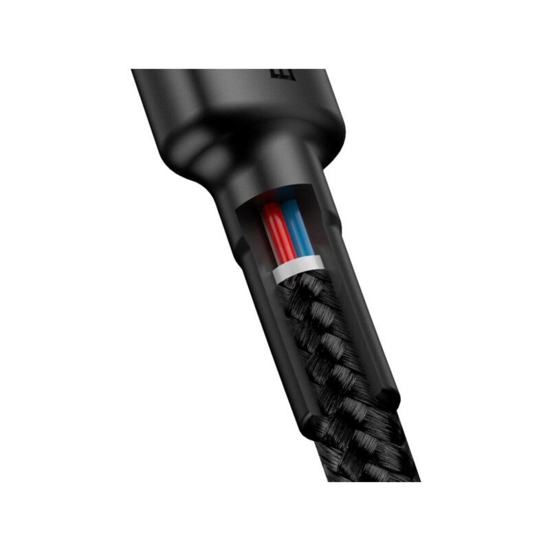 KABEL USB-C / USB-C Baseus Cafule CATKLF-HG1 200cm 60W 3A PD 2.0 QC 3.0 CZARNO-SZARY W OPLOCIE