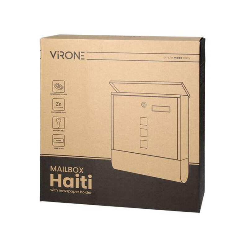 Skrzynka na listy HAITI z gazetnikiem, wizytownikiem i okeinkami, antracyt