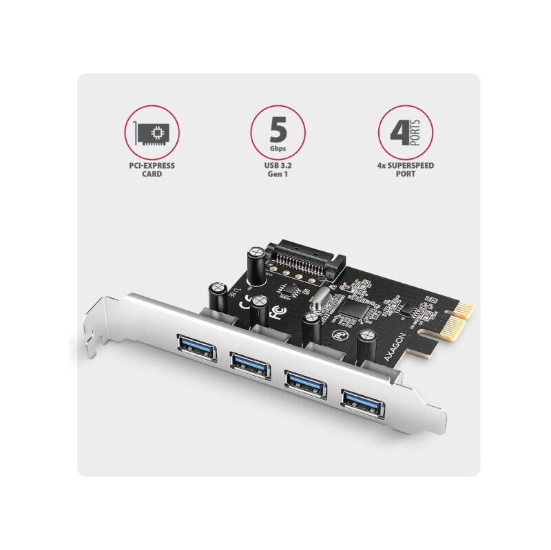 Kontroler Axagon PCEU-430RS PCIe 4x port USB 3.2 GEN 1 15-pin SATA