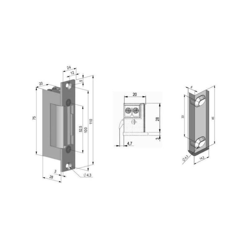 Elektrozaczep symetr., rewers. SCOT ES-S12DC-R PROFI